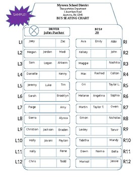 School Bus Seating Assignment Chart