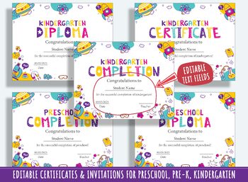 Preview of Customizable Science Diplomas, Certificates, and Invitations for Kids