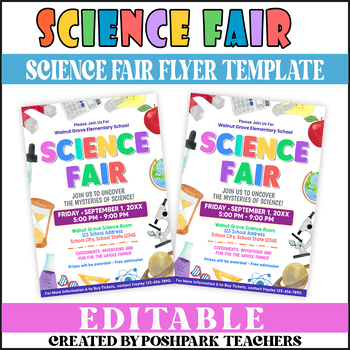 Preview of Customizable Science Fair Flyer | School Science Event Flyer Template