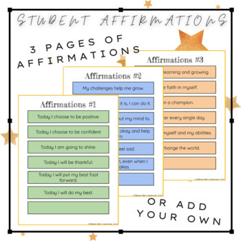 Customizable Student Affirmations by Bekah Sian's Classroom | TpT