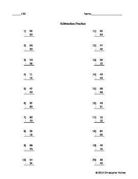 Preview of Customizable Subtraction Worksheet