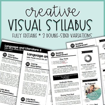 Preview of Visual Syllabus Template Pack #1 - Creative & Editable