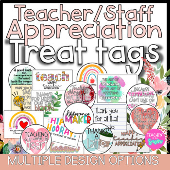 Preview of Customizable Teacher Appreciation week Treat Tags Gifts for Staff and Teachers