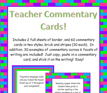 Preview of Customizable Teacher Commentary Cards