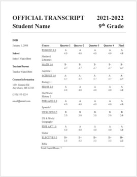 Preview of Customizable Transcript Packet *EXCELLENT FOR HOME EDUCATORS*