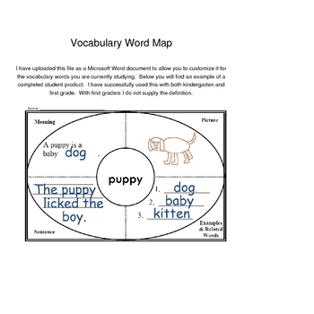Preview of Customizable Vocabulary Word Map