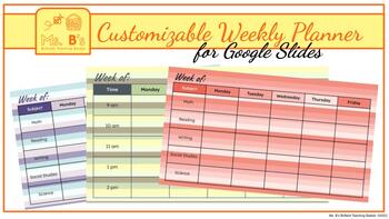 Preview of Customizable Weekly Planner Google Slides