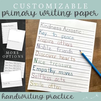 Preview of Customizable Writing Paper : Primary Paper with Black Font