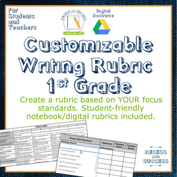 Preview of Customizable Writing Rubric: 1st Grade