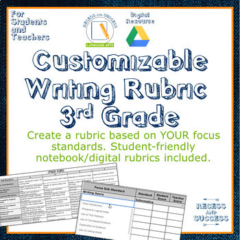 Preview of Customizable Writing Rubric: 3rd Grade