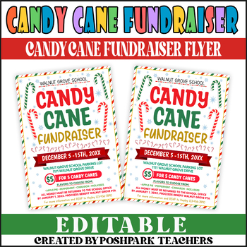 Customization Candy Cane Fundraiser Flyer | Holiday Fundraiser Event ...