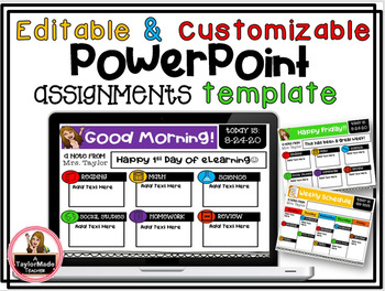 Preview of Customize/Editable ASSIGNMENT SLIDES - Distant Learning or F2F - Powerpoint™