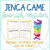 Editable Color Jenga Game Cards and Recording Sheets in Spanish