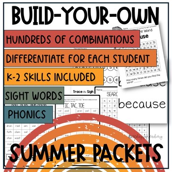 Preview of Customize a Summer Packet with Printable Sight Word and Phonics Activities