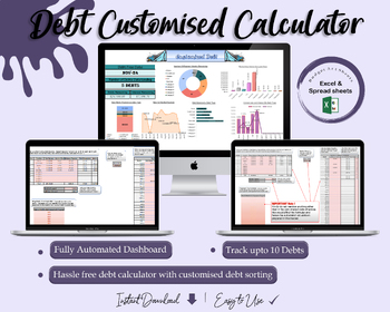 Preview of Customized Debt Tracker Excel Sheet | Debt payoff Tracker | Customized Debt