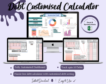 Preview of Debt Tracker Excel Sheet Customized | Debt payoff Tracker | Customized Debt