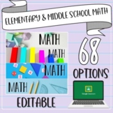 Elementary & Middle School Math Editable Google Classroom 