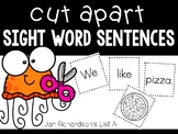 Cut Apart Sight Word Sentences-List A