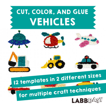 Preview of Cut, Color and Glue - Vehicles: 12 x 2 templates for multiple craft techniques