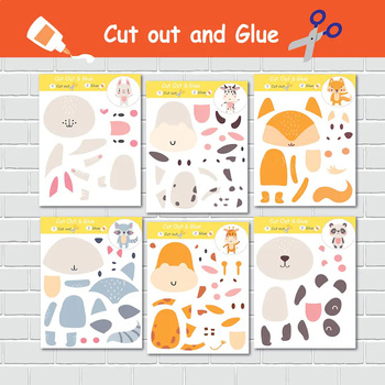 Preview of Cut Out and Glue Crafts for Kids. Scissors Skills Activity.