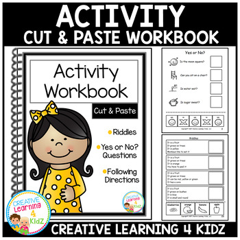 Preview of Cut & Paste Activity Workbook Riddles Inference ABA  Autism