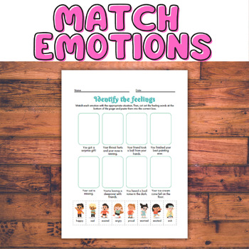 Preview of Cut & Paste Emotions Matching Worksheet: Connecting Feelings with Scenarios
