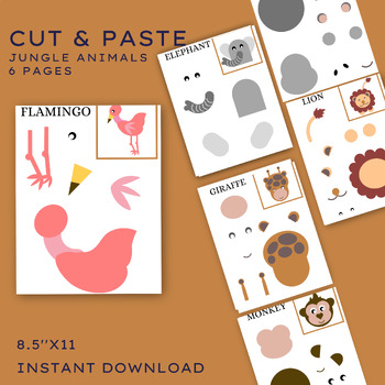 Preview of Cut & Paste Jungle Animals Worksheet (6)