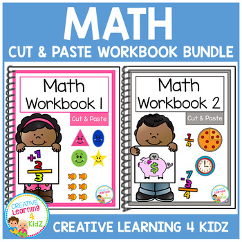 Preview of Cut & Paste Math Workbook Bundle Autism