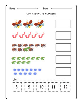 Cut & Paste Numbers 1-12 Activity