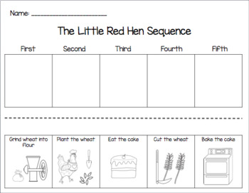 Cut & Paste Sequencing with The Little Red Hen by Sarah Stevens | TpT