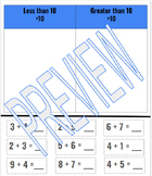 Cut & Paste Sums Greater/Less Than 10