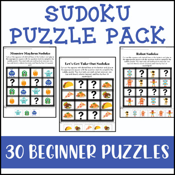 Preview of Cut, Solve & Glue Beginner Sudoku Puzzles: 30 No Prep, Fun 4x4 Grid Puzzles