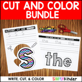 Cut & Color Activities for Fine Motor Skills for Sight Wor
