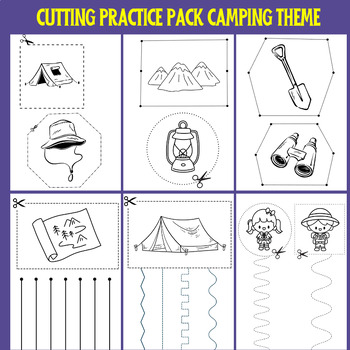 Preview of Cut and Color: Camping Cutting Practice Activities, Fine Motor Skills