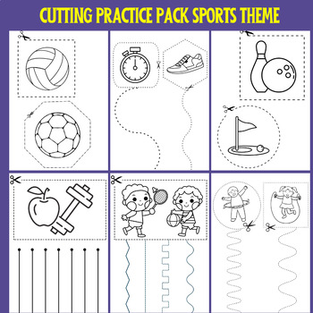 Preview of Cut and Color: Sports Cutting Practice Activities, Fine Motor Skills