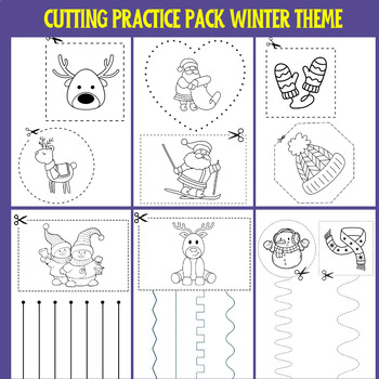 Preview of Cut and Color: Winter Cutting Practice Activities, Fine Motor Skills