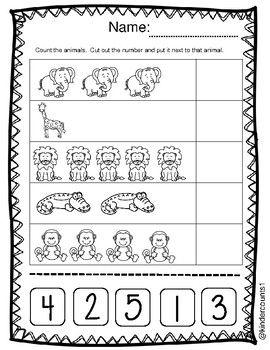 Cut and Paste 1-5 (Zoo theme) by KinderCounts1 | TpT