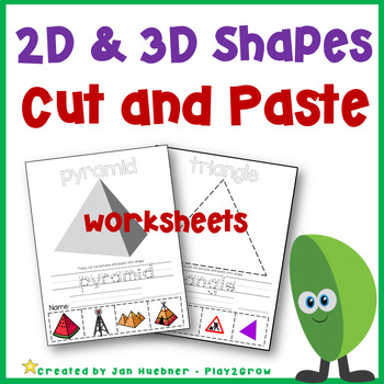 Preview of 2D and 3D Shapes of the World Preschool Kindergarten Fine Motor Cut and Paste