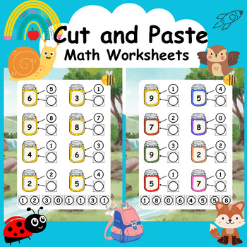 Preview of Cut and Paste Addition  Math Worksheets Kindergarten & 1st Grade