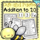 Cut and Paste Addition to 20 Worksheets / Math Centers / V