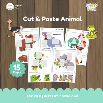 Preview of Cut and Paste Animal, Animal Matching Game, Cut Out and Glue, Scissors Skills Ac