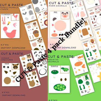 Preview of Cut and Paste Animals Bundle