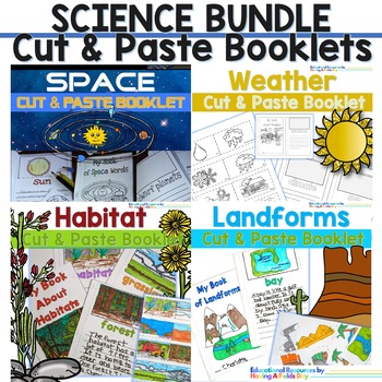 Preview of Cut and Paste Booklets Bundle | Landforms, Habitat, Matter, Space, and Weather