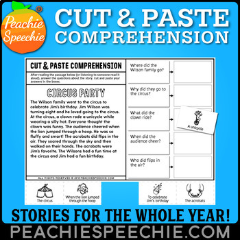 Preview of Cut and Paste Comprehension Stories for the WHOLE YEAR