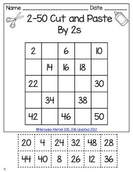 Cut and Paste Count By 2s, 5s, 10s, to 30, 50, 100 PLUS Before and After