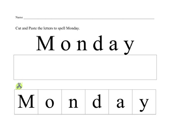 Cut and Paste Days of the Week by Melinda Weiss | TPT