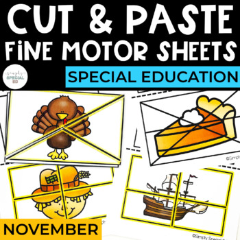 Preview of Cut and Paste Fine Motor Puzzles | November | Special Education