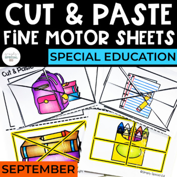 Preview of Cut and Paste Fine Motor Puzzles | September | Special Education