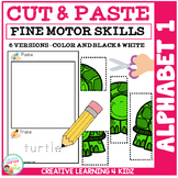 Cut and Paste Fine Motor Skills Puzzle Worksheets: Alphabet 1