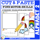 Cut and Paste Fine Motor Skills Puzzle Worksheets: Alphabet 2